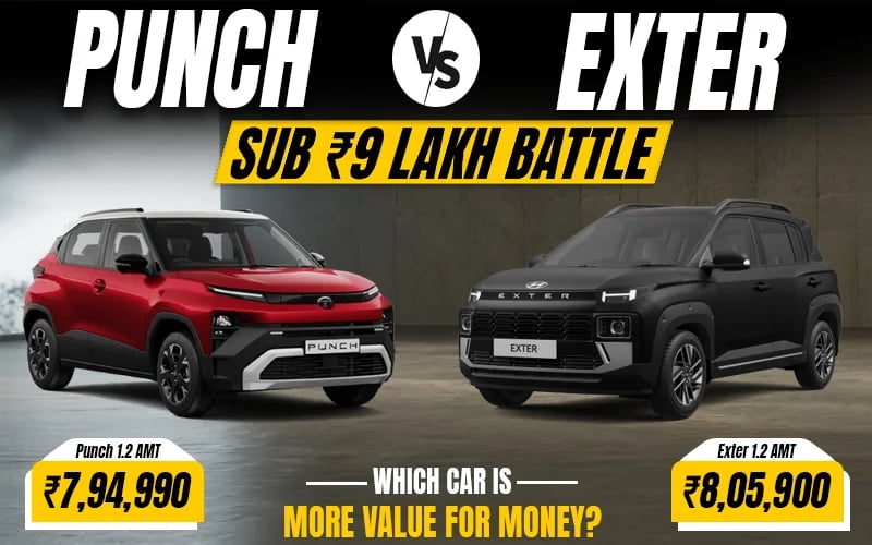 Tata Punch vs Hyundai Exter Sub Rs. 9 Lakh Battle | Which Car Is More Value For Money?